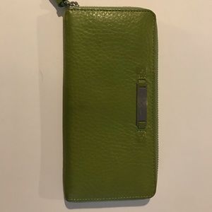 Cole Haan zip wallet lime green